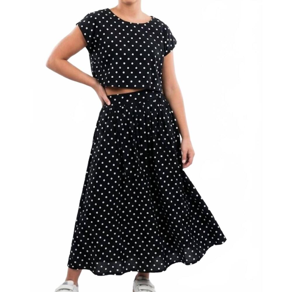 NEW MABEL rona polka dot top and skirt set in black